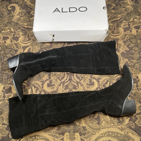 Aldo Over The Knee High Suede Boots Women's Black Size 9 Haskova - Picture 1 of 9
